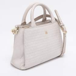 Pre Owned Aigner Off-White Leather Olivia Tote
