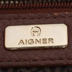 Pre Owned Aigner Brown Leather Satchel