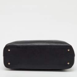 Pre Owned Aigner Black Leather Middle Zip Tote