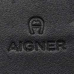 Pre Owned Aigner Black Leather Flap Continental Wallet