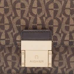 Pre Owned Aigner Beige/Brown Coated Canvas Crossbody Bag