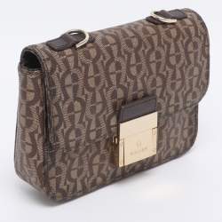 Pre Owned Aigner Beige/Brown Coated Canvas Crossbody Bag