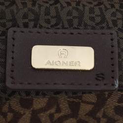 Pre Owned Aigner Beige/Brown Coated Canvas Crossbody Bag