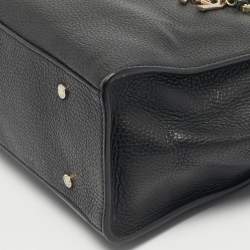 Pre Owned Aigner Black Leather Charm Chain Tote