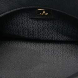 Pre Owned Aigner Black Leather Charm Chain Tote