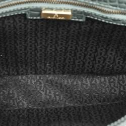 Pre Owned Aigner Green Croc Embossed Leather Celia Crossbody Bag