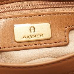 Pre Owned Aigner Brown Quilted Leather Maggie Top Handle Bag