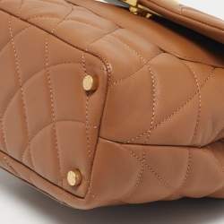 Pre Owned Aigner Brown Quilted Leather Maggie Top Handle Bag