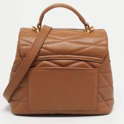 Pre Owned Aigner Brown Quilted Leather Maggie Top Handle Bag