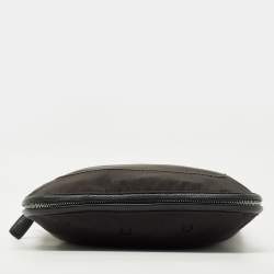 Pre Owned Aigner Dark Brown/Black Monogram Leather and Nylon Messenger Bag