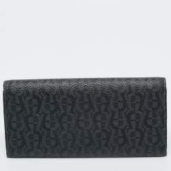 Pre Owned Aigner Black Signature Coated Canvas Flap Continental Wallet