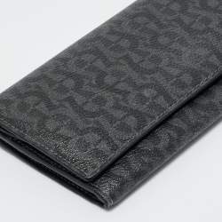 Pre Owned Aigner Black Signature Coated Canvas Flap Continental Wallet