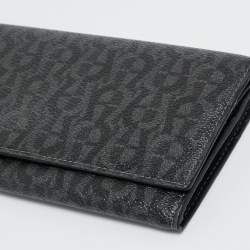 Pre Owned Aigner Black Signature Coated Canvas Flap Continental Wallet