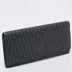 Pre Owned Aigner Black Signature Coated Canvas Flap Continental Wallet