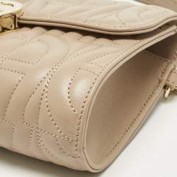 Pre Owned Aigner Beige Logo Embossed Leather Genoveva Belt Bag