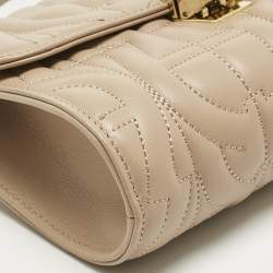 Pre Owned Aigner Beige Logo Embossed Leather Genoveva Belt Bag