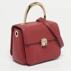 مملوكة مسبقًا حقيبة يد علوية أيغنر جنوفيفا جلد أحمر