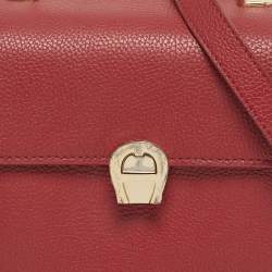 مملوكة مسبقًا حقيبة يد علوية أيغنر جنوفيفا جلد أحمر