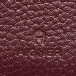Pre Owned Aigner Burgundy Leather Diadora Compact Wallet