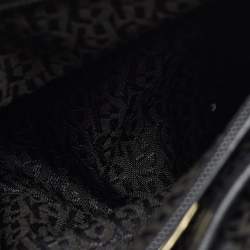 Pre Owned Aigner Black Logo Embroidered Leather Diadora Backpack