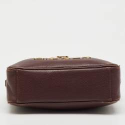 Pre Owned Aigner Burgundy Leather Bombe A Camera Crossbody Bag