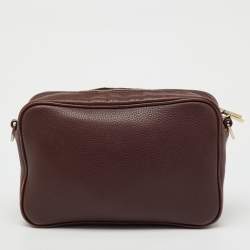 Pre Owned Aigner Burgundy Leather Bombe A Camera Crossbody Bag