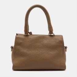Pre Owned Aigner Brown Leather Zip Satchel