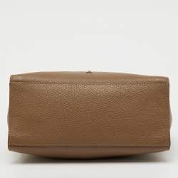 Pre Owned Aigner Brown Leather Zip Satchel