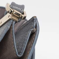 Pre Owned Aigner Dusty Blue Leather Satchel