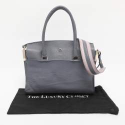 Pre Owned Aigner Dusty Blue Leather Satchel