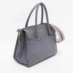 Pre Owned Aigner Dusty Blue Leather Satchel