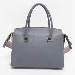 Pre Owned Aigner Dusty Blue Leather Satchel