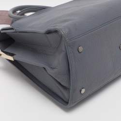 Pre Owned Aigner Dusty Blue Leather Satchel