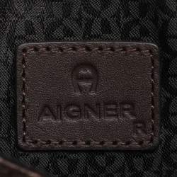 Pre Owned Aigner Brown Coated Canvas Ava Chain Crossbody Bags