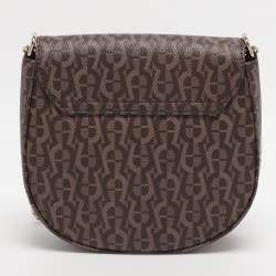 Pre Owned Aigner Brown Coated Canvas Ava Chain Crossbody Bags
