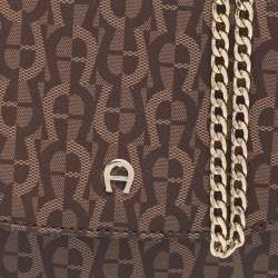Pre Owned Aigner Brown Coated Canvas Ava Chain Crossbody Bags
