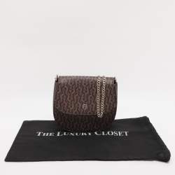 Pre Owned Aigner Brown Coated Canvas Ava Chain Crossbody Bags