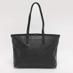 Pre Owned Aigner Black/Grey Signature Coated Canvas Shopper Tote