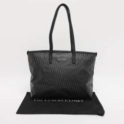 Pre Owned Aigner Black/Grey Signature Coated Canvas Shopper Tote