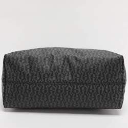 Pre Owned Aigner Black/Grey Signature Coated Canvas Shopper Tote