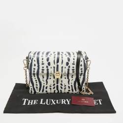 مملوكة مسبقًا Aigner Genoveva Black/White Printed Leather Shoulder Bag