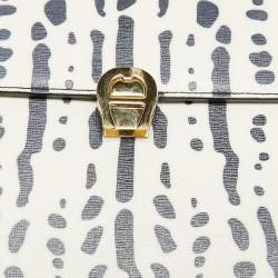 مملوكة مسبقًا Aigner Genoveva Black/White Printed Leather Shoulder Bag