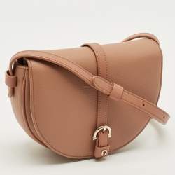 Pre Owned Aigner Adria Rosy Brown Leather Crossbody Bag