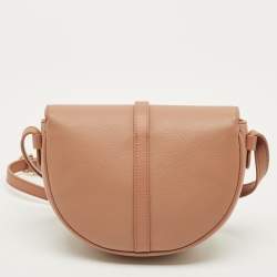 Pre Owned Aigner Adria Rosy Brown Leather Crossbody Bag