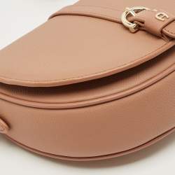 Pre Owned Aigner Adria Rosy Brown Leather Crossbody Bag