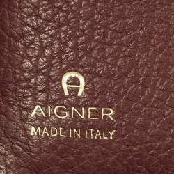 Pre Owned محفظة أيغنر جلد كافالو نوت وبطاقة بنفسجي بورغندي