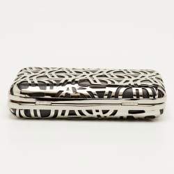 مملوكة مسبقًا حقيبة كلتش سلسلة أيغنر تيسورا جلد أسود ومعدن مفتوح