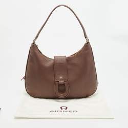 Pre Owned Aigner Selena Brown Leather Hobo