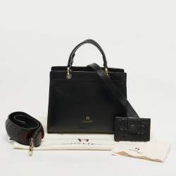 Pre Owned Aigner Carol Mini Black Leather Tote