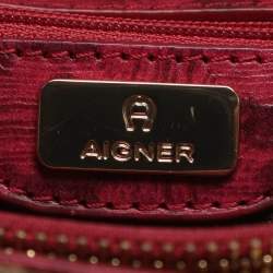 مملوكة مسبقًا Aigner Beige/Pink Signature Canvas and Leather Tote